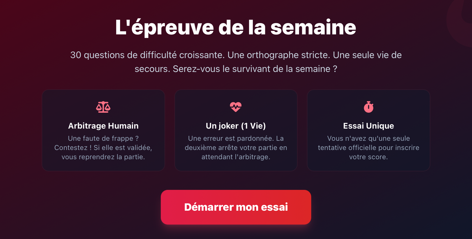 Menu du défi hebdo